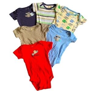 Luvable Friends Raccoon Gerber Baby Hitter Short Sleeve Onesies Size XL 9-12mos